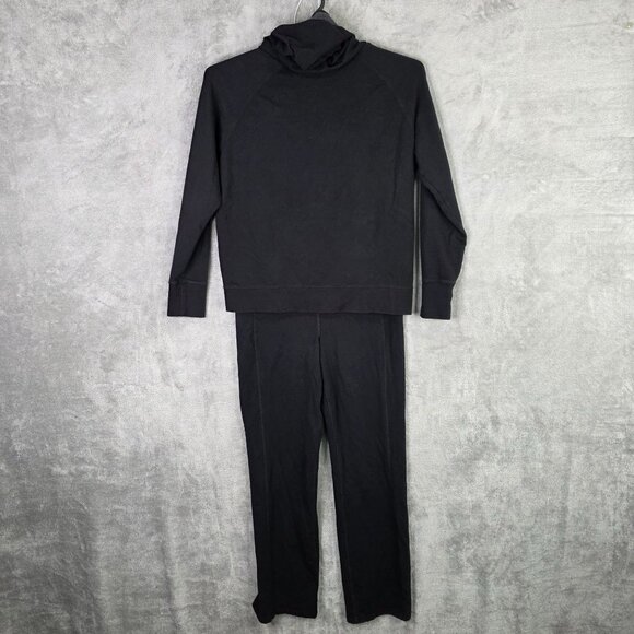 Womens Calvin Klein Black Hooded Pullover & Lounge Pants Set Cotton Blend XL - Picture 2 of 14
